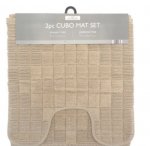 Cubo Design 100% Cotton Shower and Pedestal Mat Set Natural