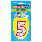 Number 5 Glitter Birthday Candle With Cake Decoration