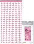 Oaktree Star Foil Door Curtain 1m x 2m Metallic Lt Pink