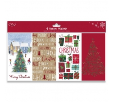 Christmas Contemp Money Wallet Polybag 4pk