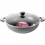 32cm N/S Wok with Glass Lid -Double Handle