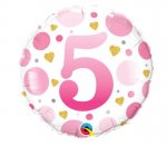 18" Pink Dots Age 5 Foil Balloon ( 1 )