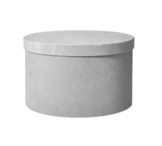 ROUND LARGE GREY VELOUR HAT BOXES LINED SET OF 3