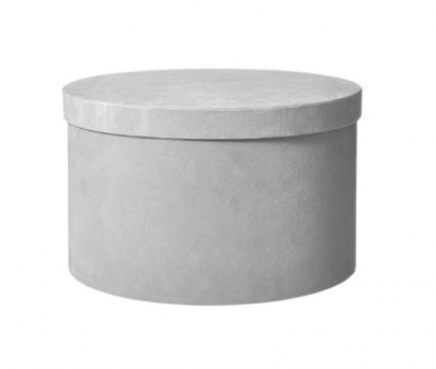 ROUND LARGE GREY VELOUR HAT BOXES LINED SET OF 3