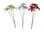 Glitter Poinsettia Bunch 25Cm 3 Heads