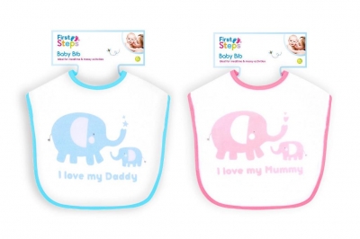 First Steps Baby Bib 30 x 20cm ( Assorted Colours )