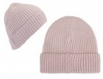 Womens Rib Knit Pink Lurex Beanie Hat