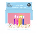 Coloured Flame Party Candles 10pk