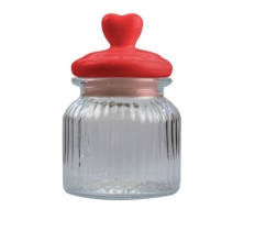 Valentines Day Heart Lid Glass Jar 670ml