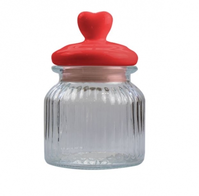 Valentines Day Heart Lid Glass Jar 670ml