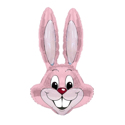 35" Pastel Pink Bunny Rabbit Head Foil Balloon Packaged