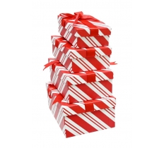 Giftbox Set 4 Candy Striped With Ribbon Tie