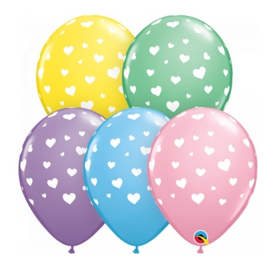 Qualatex 11" Round Random Hearts Balloons 25 Pack