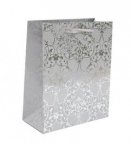 Christmas Silver Damask Gift Bag Medium