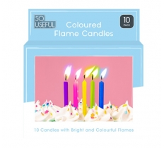 Coloured Flame Party Candles 10pk