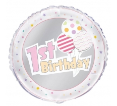 18" Pack g Pnk Grl 1St Bday Fl Balloon