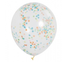 12" Balloons With Multi-Colored Confett Pack Of 6