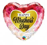 Qualatex 18" Heart Mothers Day Roses Gold Heart Balloon