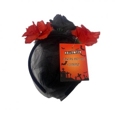 Halloween Flowers With Veil Headband 16 x 51cm