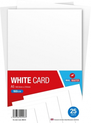 Mail Master A5 White Card 25 Sheets