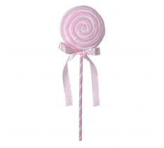 Christmas Chenille Lolly Pink And white 39cm