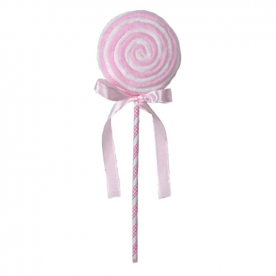 Christmas Chenille Lolly Pink And white 39cm