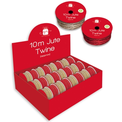 Jute Twine Red & Natural Cord 10m