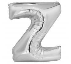 Silver Letter Z Shaped Foil Balloon 34" Pack aged