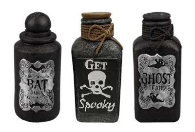 Halloween Cement Potion Bottle Decoration 15cm