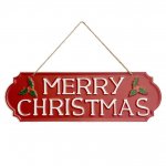 Red Holly Metal Sign 14 x 40cm