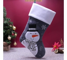 Deluxe Plush Charcoal Snowman Christmas Stocking 40cm X 25cm
