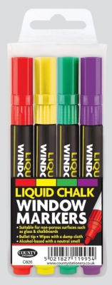 County Assorted Liquid Chalk Window Markers 4 Pack