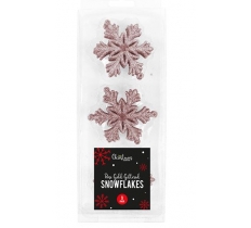 Rose Gold Glittered Christmas Snowflakes 9 Pack