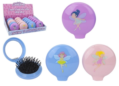 Fairy Design Brush With Mirror Compact