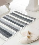 Stripe Design 100% Cotton Bath Mats 50X80cm - Grey