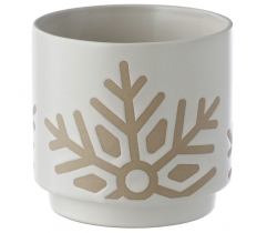 Christmas Snowflake White Stoneware Indoor Plant Pot Small