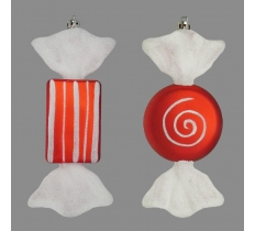 Candy Bauble Red & White 2 x 16cm