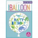 18" Blue & Green Dinosaur Round Foil Balloon