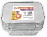 Foil Containers & Lids 18pc Approx 145mm x 120mm x 45mm