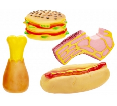 Food Vinyl Dog Toys 4 Assorted
