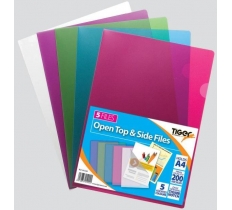 Tiger A4 Open Top & Side Files 5 Pack ( Assorted Colours ) )
