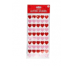 Valentines Day Glitter Heart Stickers 50 Pack