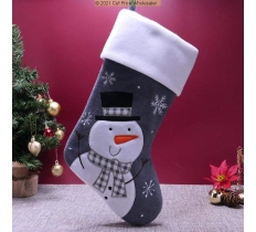 DELUXE PLUSH GREY KNITTED SNOWMAN STOCKING 40CM X 25CM