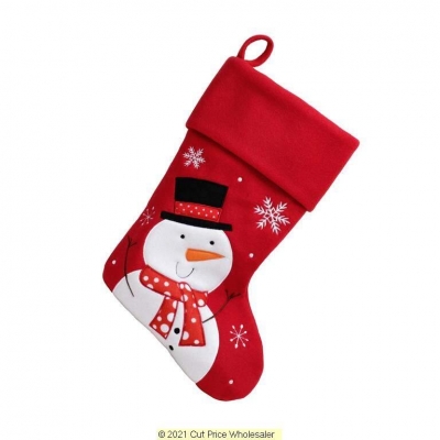 Deluxe Plush Red Snowman Stocking 40cm x 25cm