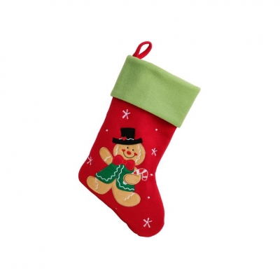 Deluxe Plush Red Gingerbread Man Stocking 40cm X 25cm