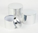 Round Sheen Hat Boxes X3 Silver