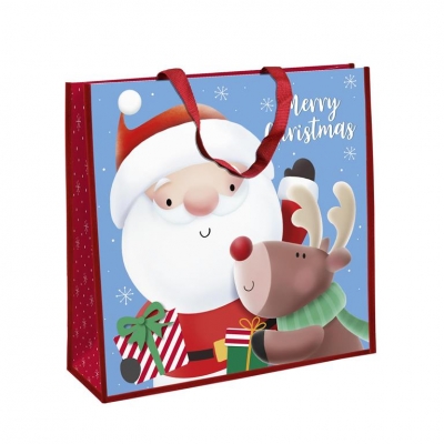 Christmas Santa & Reindeer Jumbo Square PP Woven