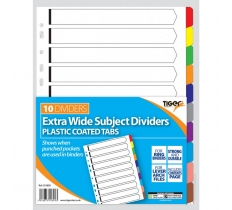 Tiger Card Dividers With Plastic Tabs 10 Part Extra Wide