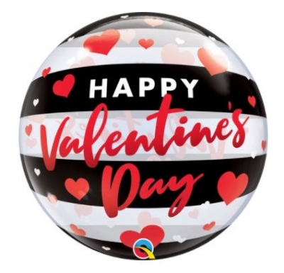 Qualatex 22" Single Bubble Valentines Day Black Stripes