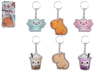 Kawaii Acrylic Animal Keychains 5cm 6 Assorted